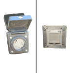 Two different images of a 30amp Motor Base Plug with Twist Lock Cord.