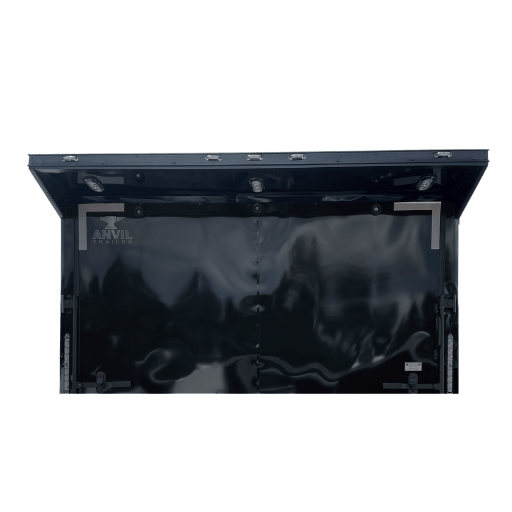 A black plastic box with a lid on it.