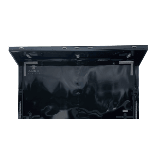 A black plastic box with a lid on it.