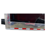 The side view of an enclosed trailer.